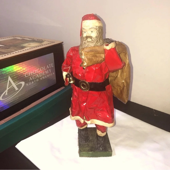 Vintage Paper Mache Santa Sack Bell Wooden Base 14.5” Tall - Picture 2 of 14